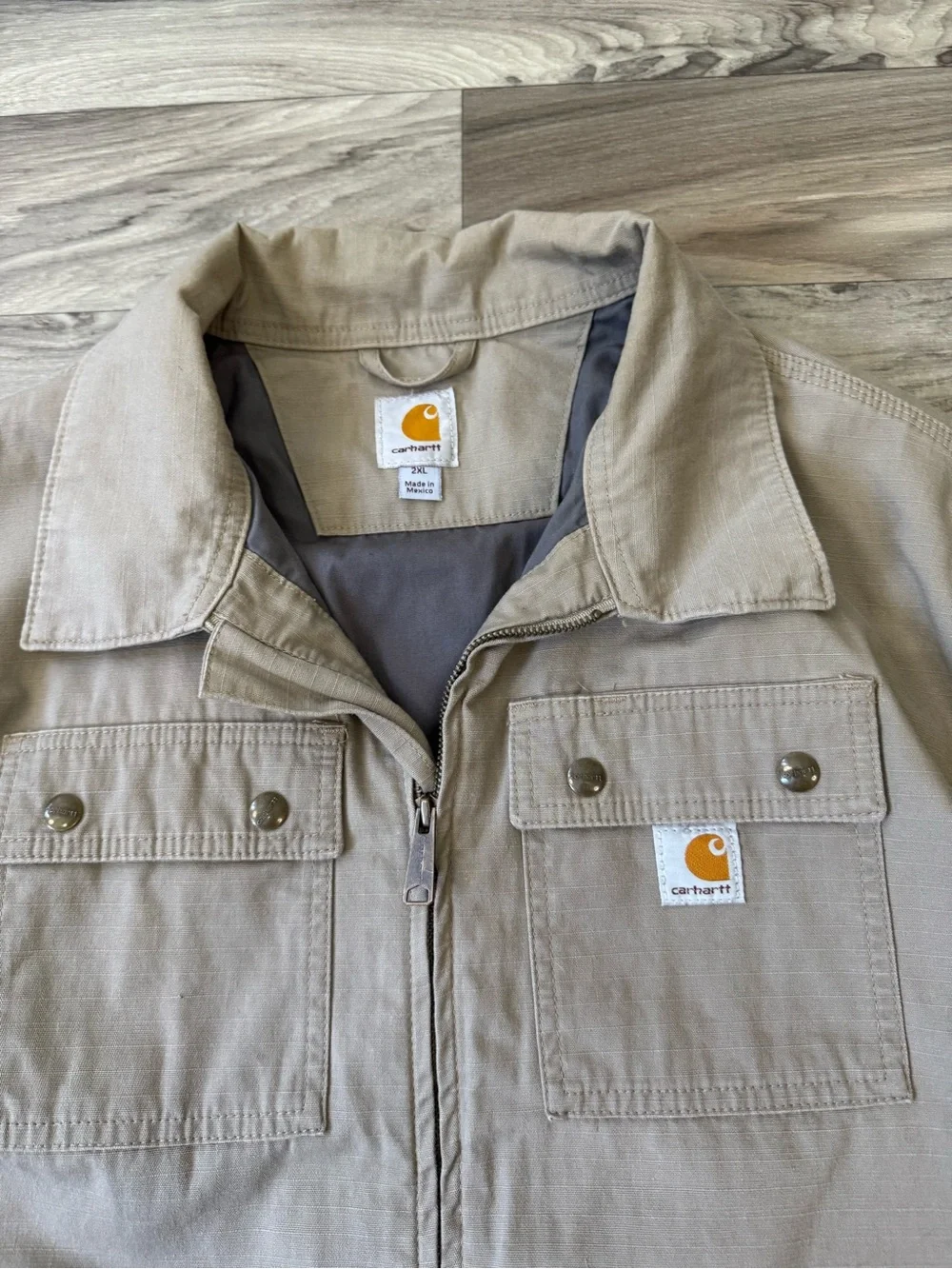 Carhartt Men's Flint Jacket in Tank Size 2XL Full Zip Collared Lined
